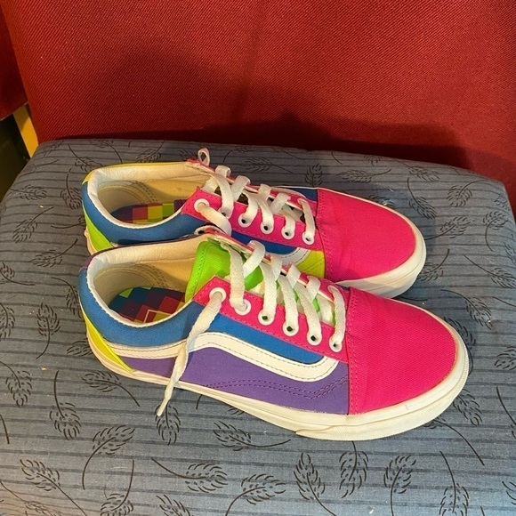 Vans neon color block sk8 low sneakers womens 7 - Picture 1 of 7